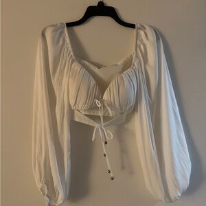 Elegant White Long Sleeve Women's Top